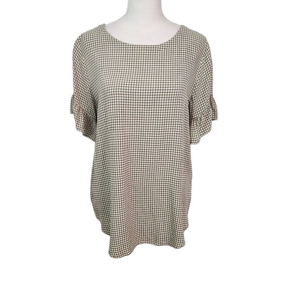 LOFT Black and Yellow Blouse Size Small Loft Yellow and Black Check Blouse - Picture 1 of 6